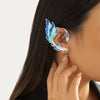IngeSight.Z Creatived Blue Painted Elf Ear Cuffs for Women Trendy Metal Fish Animal Clip on Earrings Fairy Wings Earrings