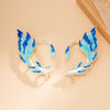 IngeSight.Z Creatived Blue Painted Elf Ear Cuffs for Women Trendy Metal Fish Animal Clip on Earrings Fairy Wings Earrings