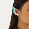 IngeSight.Z Creatived Blue Painted Elf Ear Cuffs for Women Trendy Metal Fish Animal Clip on Earrings Fairy Wings Earrings