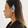 IngeSight.Z Creatived Blue Painted Elf Ear Cuffs for Women Trendy Metal Fish Animal Clip on Earrings Fairy Wings Earrings
