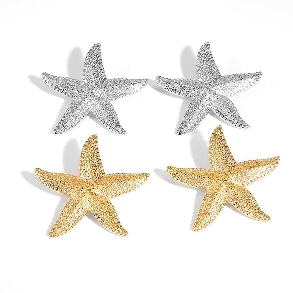 IngeSight.Z Elegant Gold Color Starfish Earrings Statement Alloy Ocean Sea Star Stud Earrings for Women Jewelry Gifts Brincos