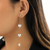 IngeSight.Z Elegant Heart Imitation Pearl Long Tassel Earrings for Women White Pearl Wedding Earrings Party Jewelry Gifts