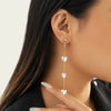 IngeSight.Z Elegant Heart Imitation Pearl Long Tassel Earrings for Women White Pearl Wedding Earrings Party Jewelry Gifts