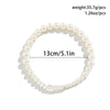 IngeSight.Z  Elegant Imitation Pearl Beaded Opening Collar Necklace for Women Punk Silver Color CCB Bead Short Clavicle Chain