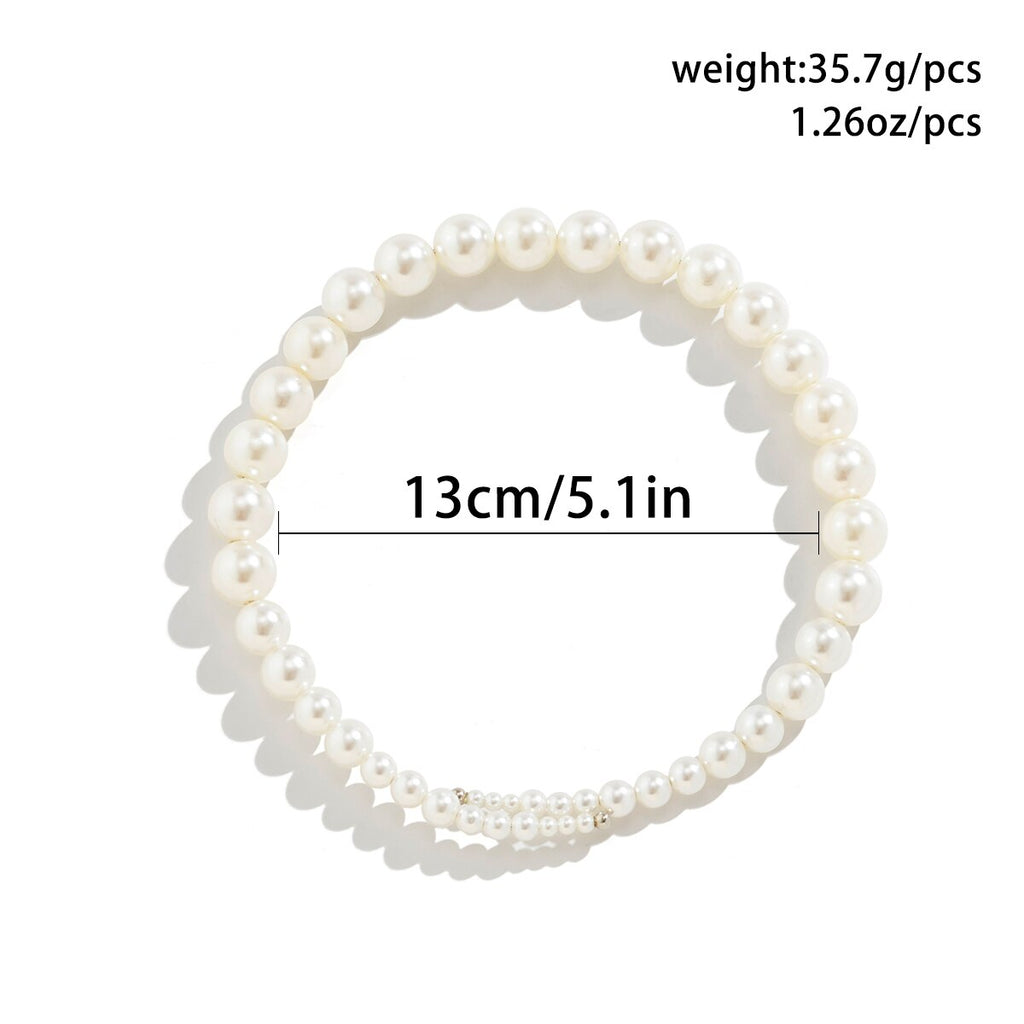 IngeSight.Z  Elegant Imitation Pearl Beaded Opening Collar Necklace for Women Punk Silver Color CCB Bead Short Clavicle Chain