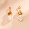 IngeSight.Z Elegant Woven Ball Pearls Drop Earrings for Women Punk Gold Color Metal CCB Beads Hoop Earrings Party Jewelry Gift