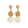 IngeSight.Z Elegant Woven Ball Pearls Drop Earrings for Women Punk Gold Color Metal CCB Beads Hoop Earrings Party Jewelry Gift