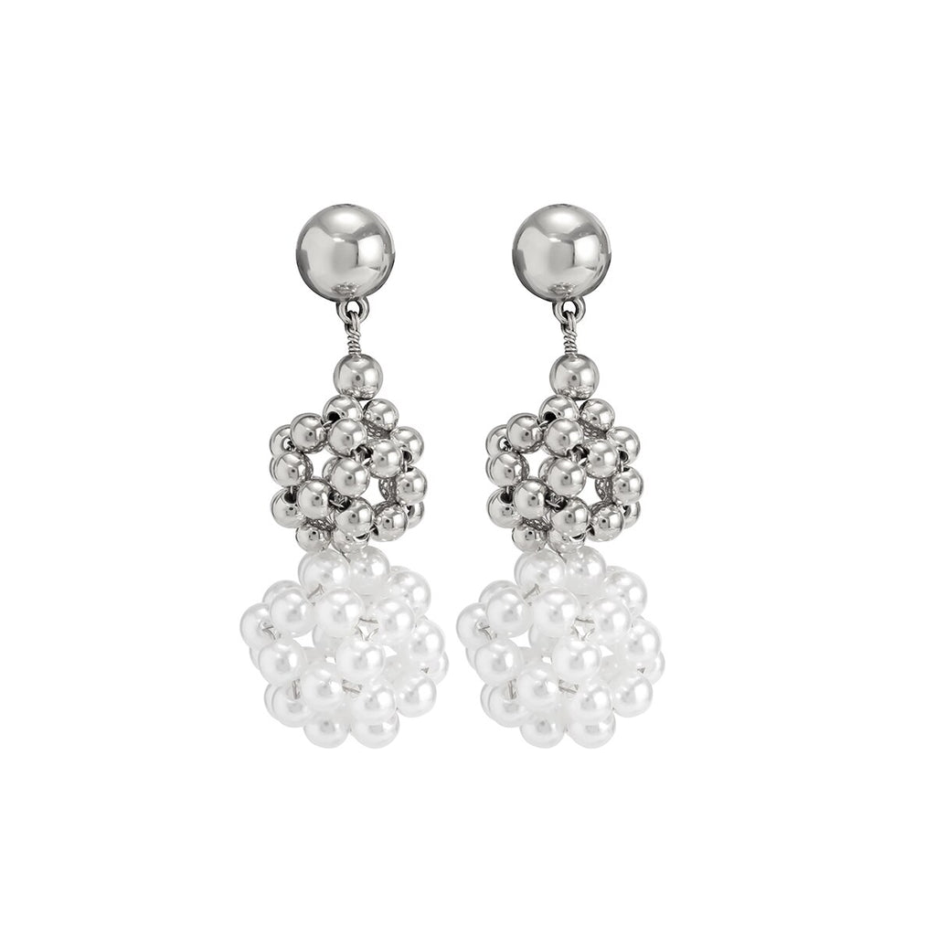 IngeSight.Z Elegant Woven Ball Pearls Drop Earrings for Women Punk Gold Color Metal CCB Beads Hoop Earrings Party Jewelry Gift