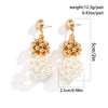 IngeSight.Z Elegant Woven Ball Pearls Drop Earrings for Women Punk Gold Color Metal CCB Beads Hoop Earrings Party Jewelry Gift