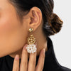 IngeSight.Z Elegant Woven Ball Pearls Drop Earrings for Women Punk Gold Color Metal CCB Beads Hoop Earrings Party Jewelry Gift