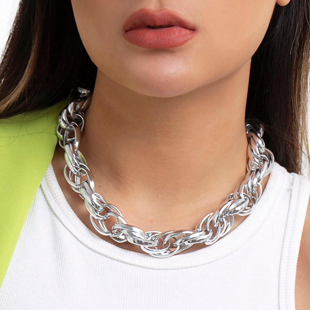 IngeSight.Z European and American Exaggerated Thick Twisted Chain Choker Necklace for Women Goth Vintage Heavy Metal Collier