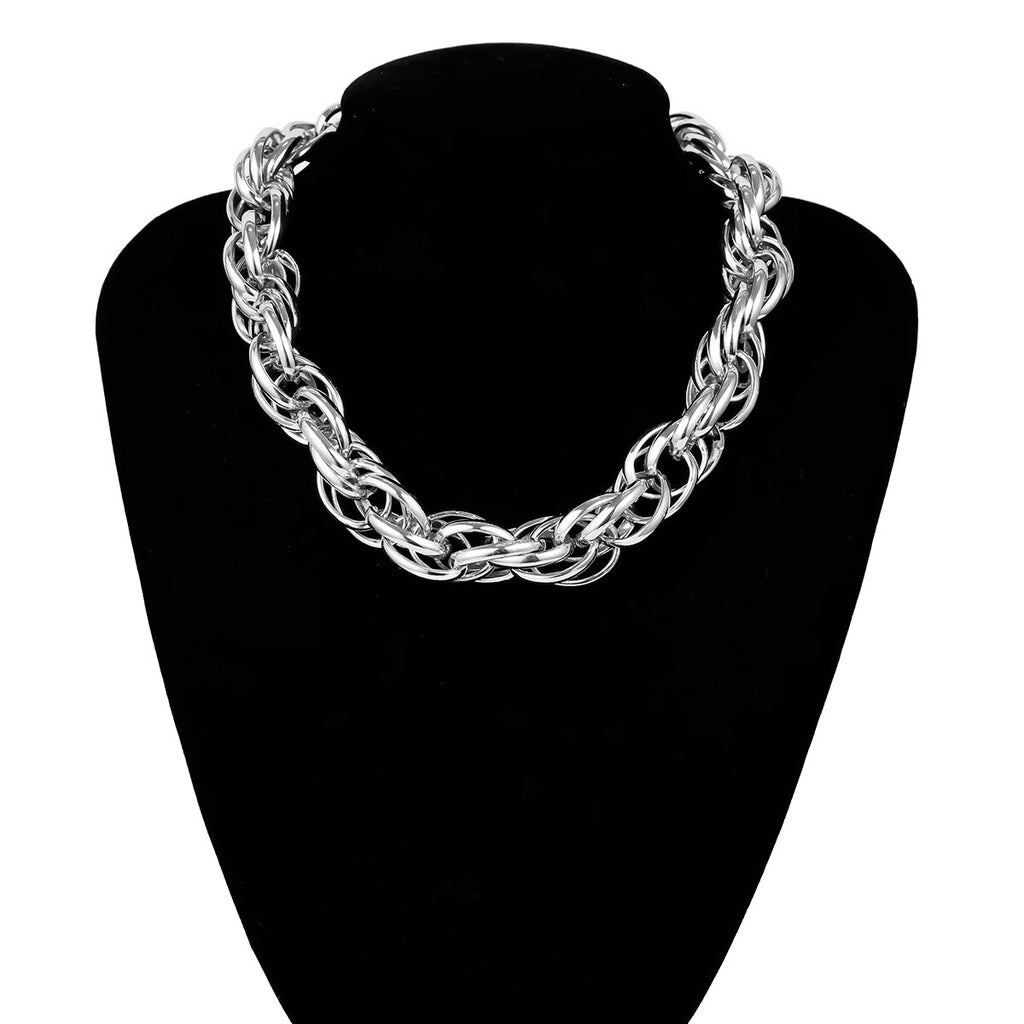 IngeSight.Z European and American Exaggerated Thick Twisted Chain Choker Necklace for Women Goth Vintage Heavy Metal Collier