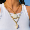 IngeSight.Z Exaggerate Big Shell Conch Pendant Double Layer Necklace for Women Boemian Summer Beach Gold Color Chocker Necklace