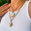 IngeSight.Z Exaggerate Big Shell Conch Pendant Double Layer Necklace for Women Boemian Summer Beach Gold Color Chocker Necklace