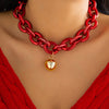 IngeSight.Z  Exaggerated Big Ball Love Heart Pendant Necklace for Women Punk Colorful Chunky Heavy Metal Chain Choker Christmas
