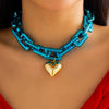 IngeSight.Z  Exaggerated Big Ball Love Heart Pendant Necklace for Women Punk Colorful Chunky Heavy Metal Chain Choker Christmas