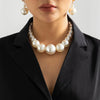 IngeSight.Z Exaggerated Big Pearls Choker Necklace For Women Personality Elegant White Pearl Beaded Bride Jewelry Collares