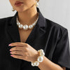 IngeSight.Z Exaggerated Big Pearls Choker Necklace For Women Personality Elegant White Pearl Beaded Bride Jewelry Collares