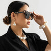 IngeSight.Z Exaggerated Big Pearls Choker Necklace For Women Personality Elegant White Pearl Beaded Bride Jewelry Collares