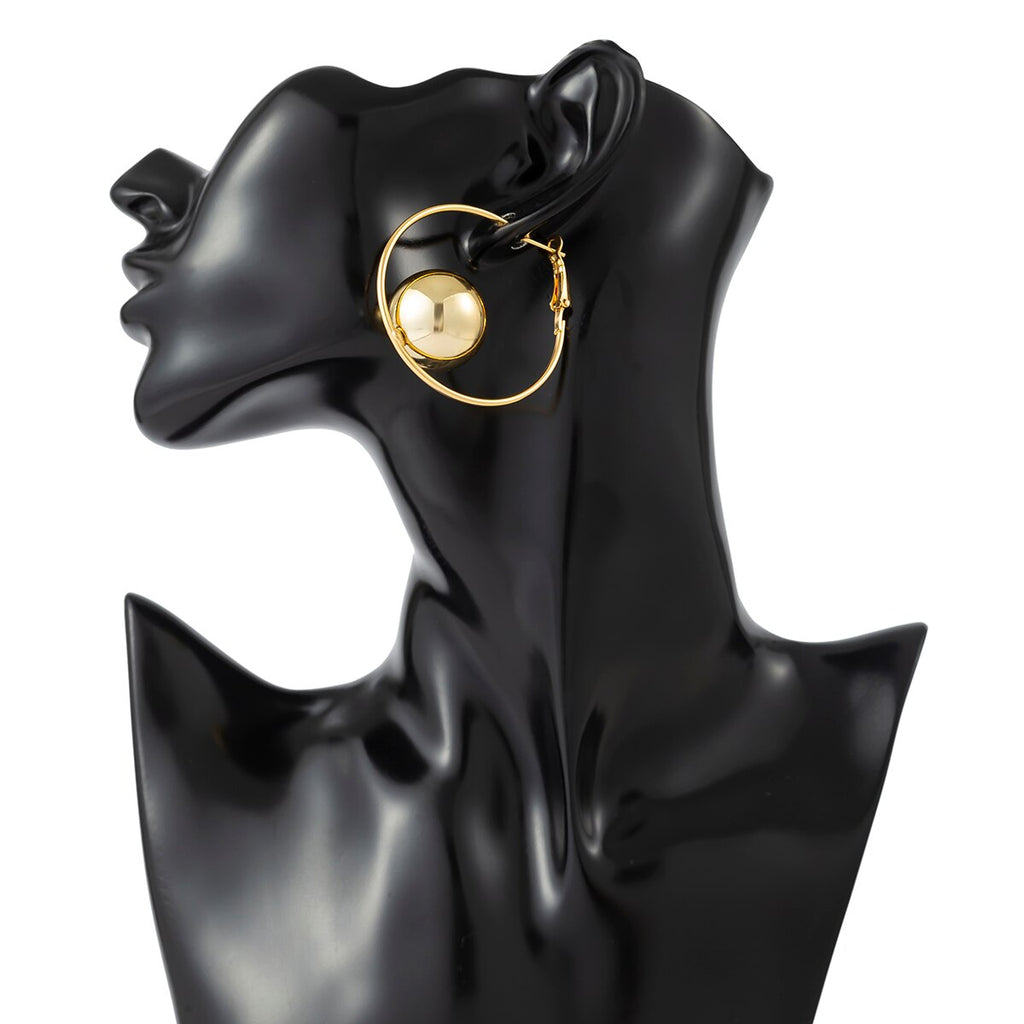 IngeSight.Z Exaggerated CCB Plastic Ball Bead  Hoop Earrings For women Punk Gold Color Geometric Big Round Circle Earrings Gift