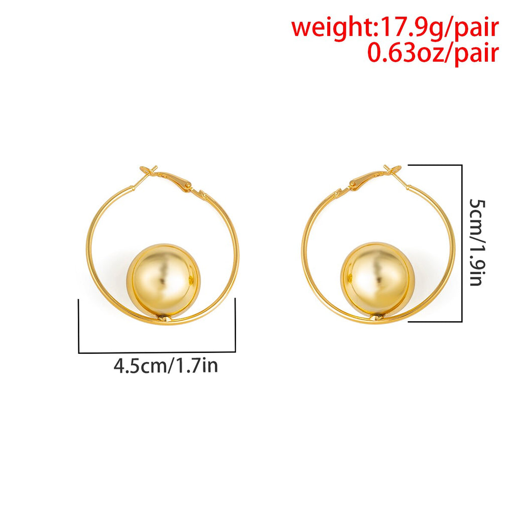 IngeSight.Z Exaggerated CCB Plastic Ball Bead  Hoop Earrings For women Punk Gold Color Geometric Big Round Circle Earrings Gift