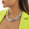 IngeSight.Z  Exaggerated Vintage Heavy Metal CCB Big Chunky Chain Necklace for Women Punk Hip Hop Gothic Choker Neck Party