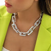 IngeSight.Z  Exaggerated Vintage Heavy Metal CCB Big Chunky Chain Necklace for Women Punk Hip Hop Gothic Choker Neck Party