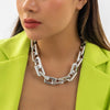 IngeSight.Z  Exaggerated Vintage Heavy Metal CCB Big Chunky Chain Necklace for Women Punk Hip Hop Gothic Choker Neck Party