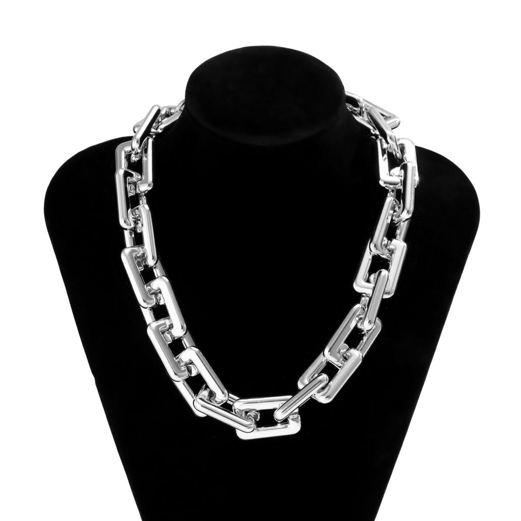 IngeSight.Z  Exaggerated Vintage Heavy Metal CCB Big Chunky Chain Necklace for Women Punk Hip Hop Gothic Choker Neck Party