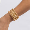 IngeSight.Z Exaggerated Woven Mesh Thick Bangle For Women Charm Gold Color Opening Cuff Adjustable Bracelet Party Wedding