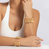 IngeSight.Z Exaggerated Woven Mesh Thick Bangle For Women Charm Gold Color Opening Cuff Adjustable Bracelet Party Wedding