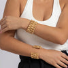 IngeSight.Z Exaggerated Woven Mesh Thick Bangle For Women Charm Gold Color Opening Cuff Adjustable Bracelet Party Wedding