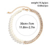 IngeSight.Z Imitation Pearl Stitching Rhinestone Choker Necklace for Women Simple Clavicle Chain Party Wedding Jewelry