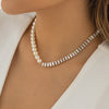 IngeSight.Z Imitation Pearl Stitching Rhinestone Choker Necklace for Women Simple Clavicle Chain Party Wedding Jewelry