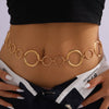 IngeSight.Z Geometric Metal Circle Waist Chain For Women Punk Gold Color Big Ring Long Belly Chain With Long Tassel Dress Belts