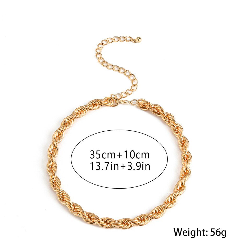 IngeSight.Z Goth Gothic Metal Twisted Rope Chain Choker Necklace Simple Minimalist Short Clavicle Collar Neck Necklaces Jewelry