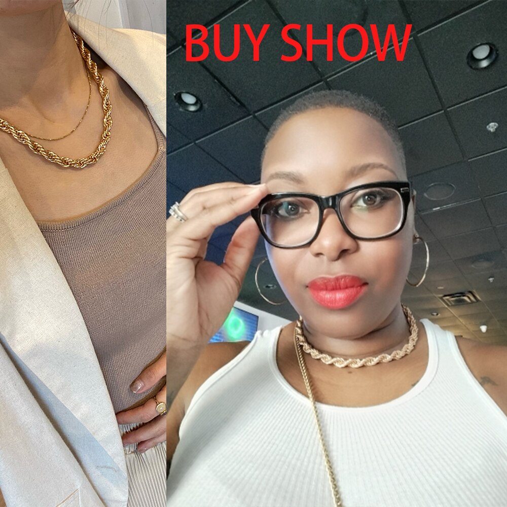 IngeSight.Z Goth Gothic Metal Twisted Rope Chain Choker Necklace Simple Minimalist Short Clavicle Collar Neck Necklaces Jewelry