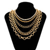 IngeSight.Z Goth Gothic Twisted Metal Rope Chain Chunky Choker Necklaces Multi Layered Rhinestone Crystal Neck Necklaces Jewelry