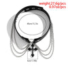 IngeSight.Z Gothic Black Crystal Cross Pendant Necklace For Women Punk Cross Metal Link Chain PU Leather Choker Necklace Collar