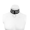IngeSight.Z Gothic Black Elasticated Chocker Necklace For Women Punk Big Circle Pendant Necklace Sexy Collar Bondage Cosplay