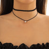 IngeSight.Z Gothic Double Layerd Black Velvet Rhinestone Pendant Necklace for Women Sexy Simple Short Necklace Collier 2022