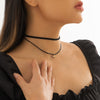IngeSight.Z Gothic Double Layerd Black Velvet Rhinestone Pendant Necklace for Women Sexy Simple Short Necklace Collier 2022