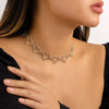 IngeSight.Z Gothic Metal Hollow Heart Choker Necklace for Women Korean Silver Color Clavicle Chain Collier Jewelry 2022
