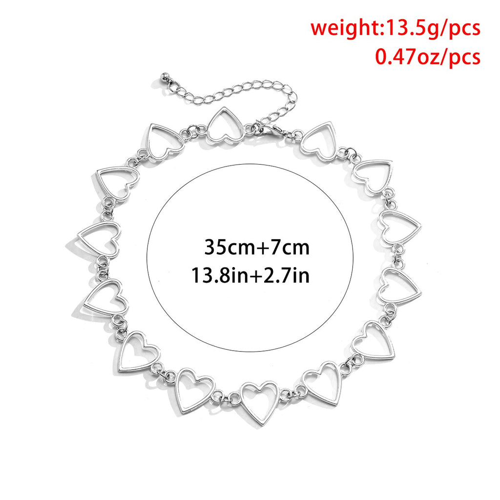 IngeSight.Z Gothic Metal Hollow Heart Choker Necklace for Women Korean Silver Color Clavicle Chain Collier Jewelry 2022