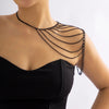 IngeSight.Z Gothic Multilayer Black Shoulder Body Chain for Women Simple Punk Metal Necklace Chain Body Jewelry Bra Top 2022