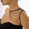 IngeSight.Z Gothic Multilayer Black Shoulder Body Chain for Women Simple Punk Metal Necklace Chain Body Jewelry Bra Top 2022