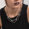IngeSight.Z Gothic Punk Rock Spike Rivet Chain Choker Necklace for Women Men Studded Metal Cuban Chain Collar Hip Hop Bijoux