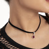 IngeSight.Z Gothic Red Water Drop Pendants Glass Crystal Chain Necklace for Women Korea Black Velvet Collar Jewelry Gift