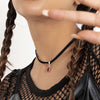 IngeSight.Z Gothic Red Water Drop Pendants Glass Crystal Chain Necklace for Women Korea Black Velvet Collar Jewelry Gift
