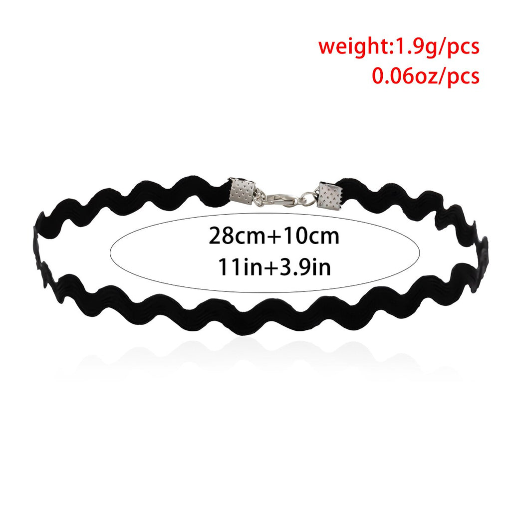 IngeSight.Z Gothic Tattoo Black Wavy Lace Leather Velvet Collar for Women Sexy Vintage Punk Style Choker Necklaces Jewellery